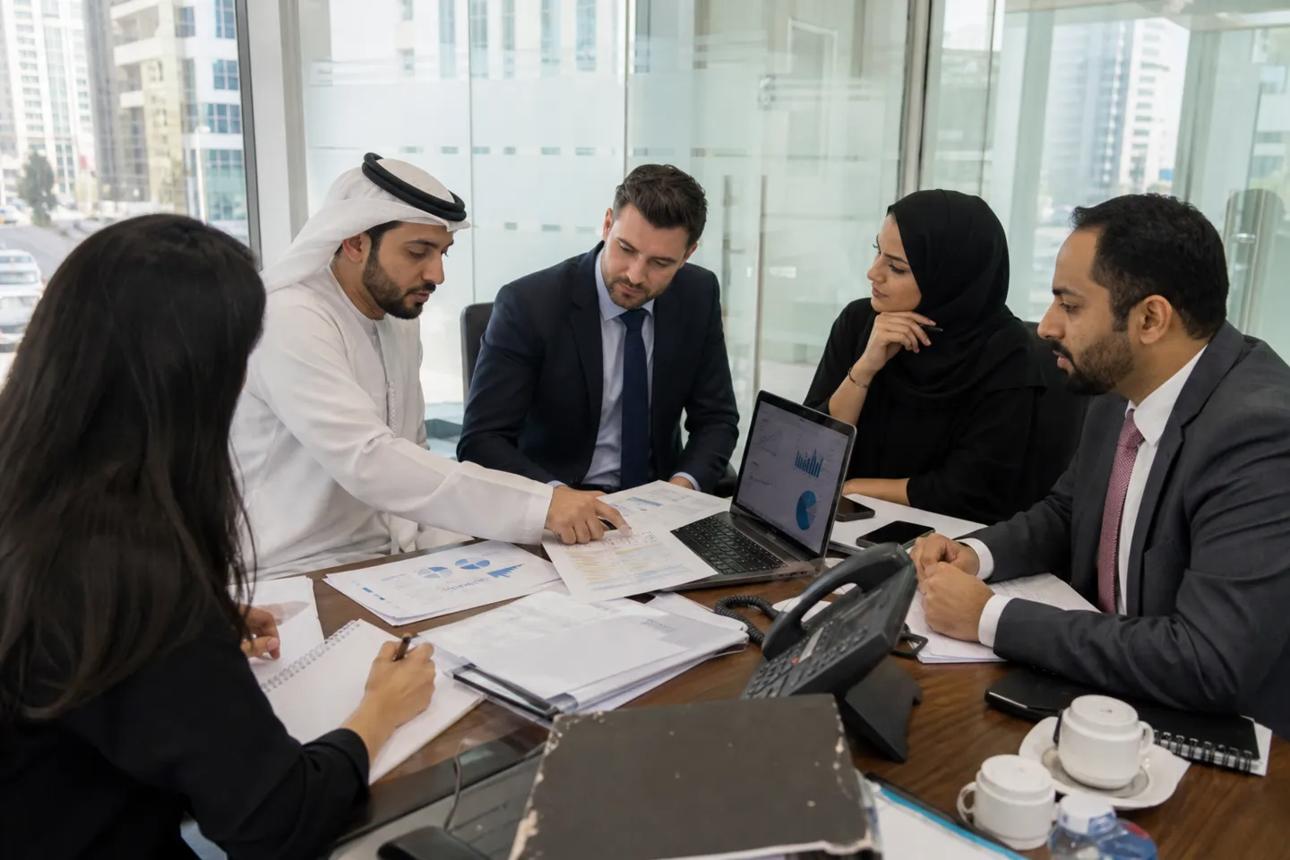 Business leaders discussing expansion plans